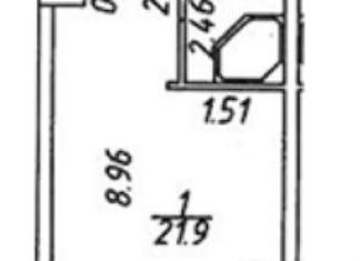 Продается квартира студия, 25 м2, Санкт-Петербург, 2-й Муринский проспект, 36, 2-й Муринский проспект
