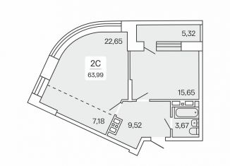 Продается 2-ком. квартира, 64 м2, Новосибирск, Ипподромская улица, 1 стр., метро Площадь Ленина