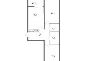 Продам 2-ком. квартиру, 69.5 м2, Калининград, улица Маршала Борзова, 107, ЖК Альпы