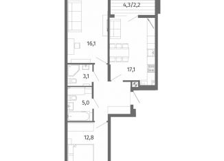 Продается 2-комнатная квартира, 65.6 м2, Калининград, улица Маршала Борзова, 107, ЖК Альпы