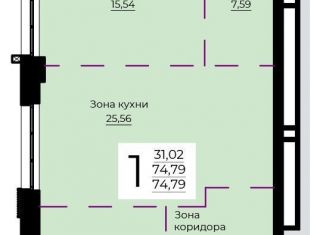 Продается 1-ком. квартира, 74.8 м2, Екатеринбург, ЖК Форум Сити