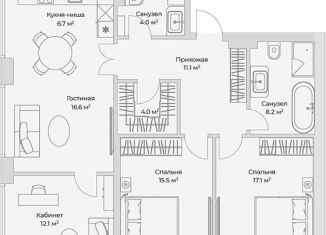 Продается 4-ком. квартира, 93.2 м2, Москва, Полковая улица, 1с1, станция Савёловская