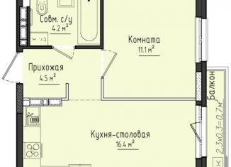 Продам 1-комнатную квартиру, 36.1 м2, село Первомайский