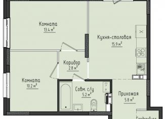 2-комнатная квартира на продажу, 55.1 м2, село Первомайский