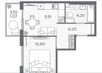 Продам 1-ком. квартиру, 32.3 м2, Санкт-Петербург, метро Звёздная