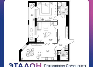 Продается 2-комнатная квартира, 88.6 м2, Санкт-Петербург, Петровская коса, 6к1, ЖК Петровская Доминанта
