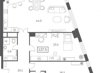 Продается трехкомнатная квартира, 127.5 м2, Москва, Мытная улица, 40к3, Мытная улица