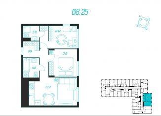 Продается двухкомнатная квартира, 68.3 м2, Тула, Зареченский территориальный округ