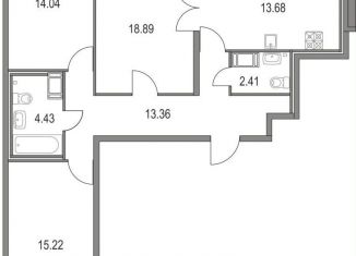 Продается трехкомнатная квартира, 82 м2, Санкт-Петербург, Богатырский проспект, 2А, Богатырский проспект