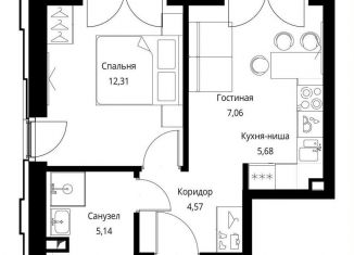 Продается однокомнатная квартира, 34.8 м2, Москва