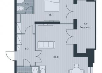 Продажа двухкомнатной квартиры, 62.6 м2, Москва, ЮЗАО, жилой комплекс Эвер, 3