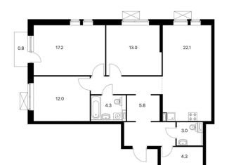 3-ком. квартира на продажу, 92.8 м2, Екатеринбург, Хуторская улица, 1/3, ЖК Исеть Парк