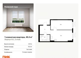 Продается однокомнатная квартира, 45.3 м2, Москва, станция Новохохловская