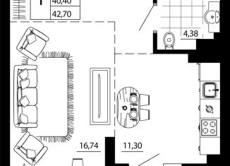 Продам 1-комнатную квартиру, 42.7 м2, Ростов-на-Дону, улица 26-я Линия, 35Б, Пролетарский район