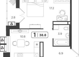 1-ком. квартира на продажу, 38.8 м2, Тюменская область, Харьковская улица