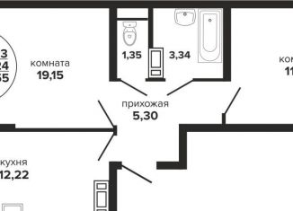 Продаю 2-комнатную квартиру, 56.6 м2, Краснодарский край, Российская улица, 257/7лит1