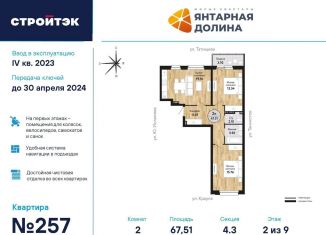 Продажа двухкомнатной квартиры, 67.5 м2, Екатеринбург, Верх-Исетский район