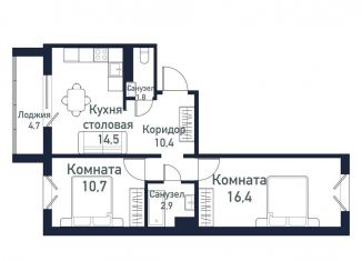 Продается 2-ком. квартира, 53.7 м2, Челябинская область, улица имени Ефрейтора Потехина, 4
