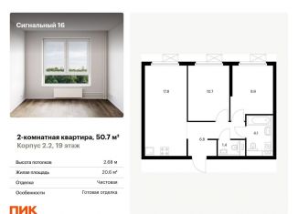 2-комнатная квартира на продажу, 50.7 м2, Москва, СВАО