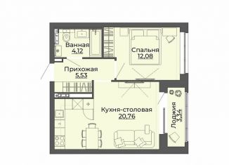 Продаю 1-комнатную квартиру, 45.8 м2, Екатеринбург, переулок Ударников, 33