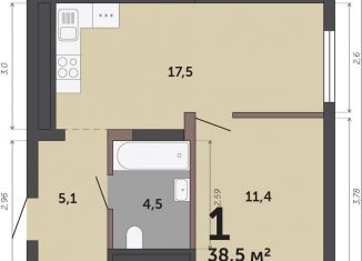 Продам 1-комнатную квартиру, 38.5 м2, Екатеринбург, метро Проспект Космонавтов, улица Бакинских Комиссаров, 89/3