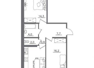 Продается двухкомнатная квартира, 60.7 м2, Иркутск, жилой комплекс Авиатор, с8/1