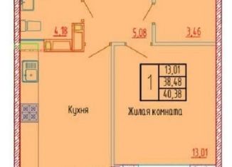Продается однокомнатная квартира, 40.4 м2, Анапа, Астраханская улица, 97, ЖК Красная Площадь