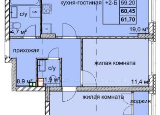 Продается 2-комнатная квартира, 60.5 м2, Нижегородская область, улица Дружаева, 30