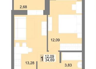 Продается однокомнатная квартира, 34.7 м2, Верхняя Пышма