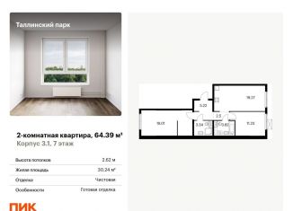 Продается двухкомнатная квартира, 64.4 м2, городской посёлок Новоселье, ЖК Таллинский Парк, жилой комплекс Таллинский Парк, 3.1