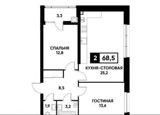 Продается однокомнатная квартира, 68.5 м2, Ставрополь, улица Павла Буравцева, 46к1