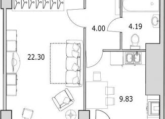 Продам 1-комнатную квартиру, 43.6 м2, Санкт-Петербург, улица Кустодиева, 7к1, муниципальный округ № 15