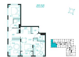 Продается 3-комнатная квартира, 85.6 м2, Тула, Зареченский территориальный округ