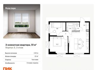 Продажа 2-комнатной квартиры, 51 м2, Московская область