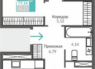 Продаю трехкомнатную квартиру, 77.2 м2, Крым