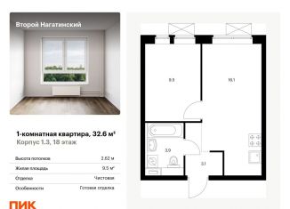 Продаю однокомнатную квартиру, 32.6 м2, Москва, ЮАО