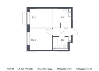 Продаю однокомнатную квартиру, 34.3 м2, посёлок Мирный, жилой комплекс Томилино Парк, к6.3