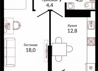 Продажа 1-комнатной квартиры, 41.6 м2, Краснодар, шоссе Ближний Западный Обход, 2к3