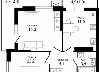 Продается двухкомнатная квартира, 53.4 м2, Краснодар, шоссе Ближний Западный Обход, 2к3