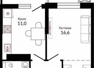 Продам 1-комнатную квартиру, 37.6 м2, Краснодар, шоссе Ближний Западный Обход, 2к3, ЖК Отражение