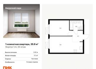 Продаю однокомнатную квартиру, 35.9 м2, Москва