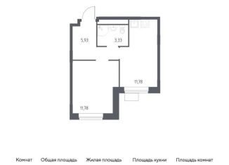 1-комнатная квартира на продажу, 32.8 м2, Московская область, жилой квартал Новоград Павлино, к34