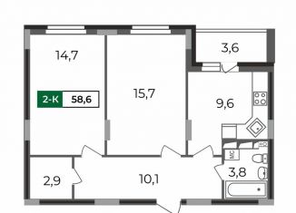 Продам 2-ком. квартиру, 58.6 м2, Владимир, Октябрьский район, Сталинградский бульвар, 5