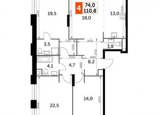 Продажа четырехкомнатной квартиры, 110.8 м2, Москва, Шелепихинская набережная, 40к2, метро Шелепиха