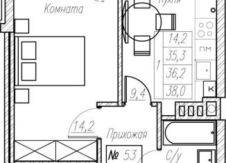 Продается 1-комнатная квартира, 36.2 м2, Пионерский