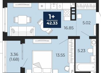 Продается 1-комнатная квартира, 40.7 м2, Тюменская область, улица Фармана Салманова, 23