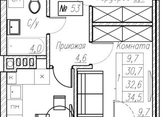 Продам 1-ком. квартиру, 32.6 м2, Калининградская область