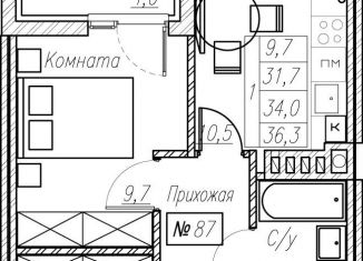 Продается 1-ком. квартира, 34 м2, Калининградская область