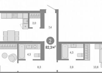 Продается трехкомнатная квартира, 82.3 м2, Новосибирск