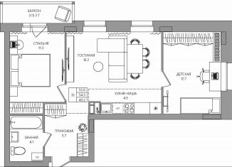 Продаю трехкомнатную квартиру, 55.6 м2, Пермский край, Самолётная улица, 6